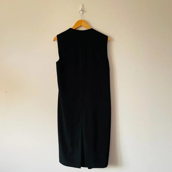 Halston Notch Lapel Long Open Front Vest Black Sz Small - Picture 4 of 6